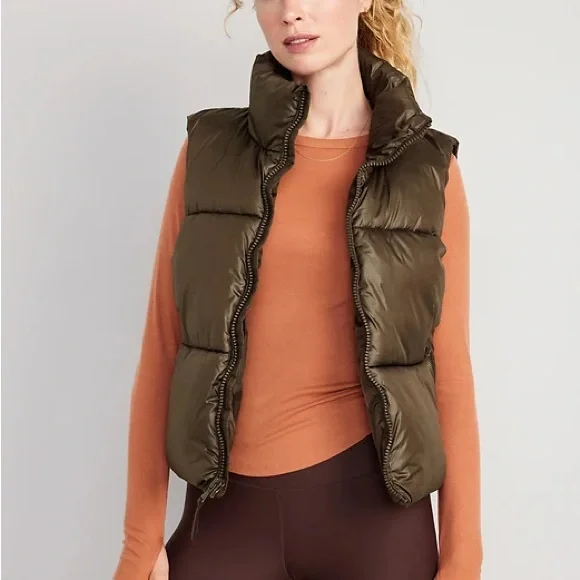 Old Navy Quilted Puffer Vest in French Roast - Picture 2 of 8